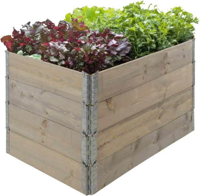 TRUTZHOLM Hochbeet aus Nadelholz in Grau, 4-teiliger stapelbarer Palettenrahmen, B/T/H: 120 x 80 x 80 cm - Bild 1