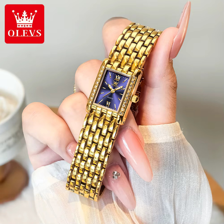 OLEVS Armbanduhr, Quarz, Edelstahl, eckig, Diamantbesetzt, Damen - Bild 2