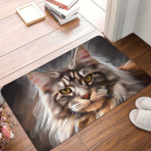 VIKAMA Maine Coon Katzenteppich im nordischen Stil, rechteckige haustierfreundliche Matte mit rutschfester Basis, mehrfarbig - Bild 1