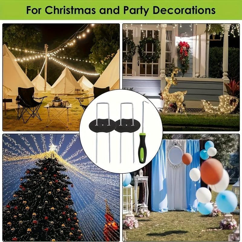 YC Direct 101-teiliges Gartenpfahl-Set mit 50 rostbeständigen U-Profil-Ankern aus verzinktem Metall, 50 Kunststoffscheiben und 1 Picking-Werkzeug in Silber - Bild 3