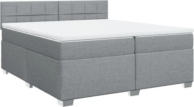vidaXL Boxspringbett Hybrid mit Matratze und Matratzenauflage, Farbe: Grau, B/T/H: 200 x 200 x 100,5 cm - Bild 1