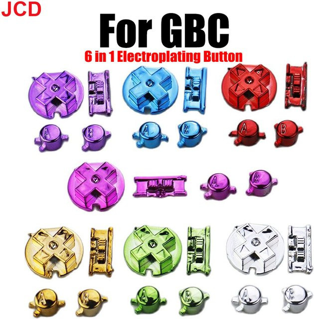 JCD Ersatz-Tastenkit für Game Boy und GBC in Silber mit galvanisierter Tastenabdeckung, D-Pad und A-B-Tasten für DIY-Projekte - Bild 1