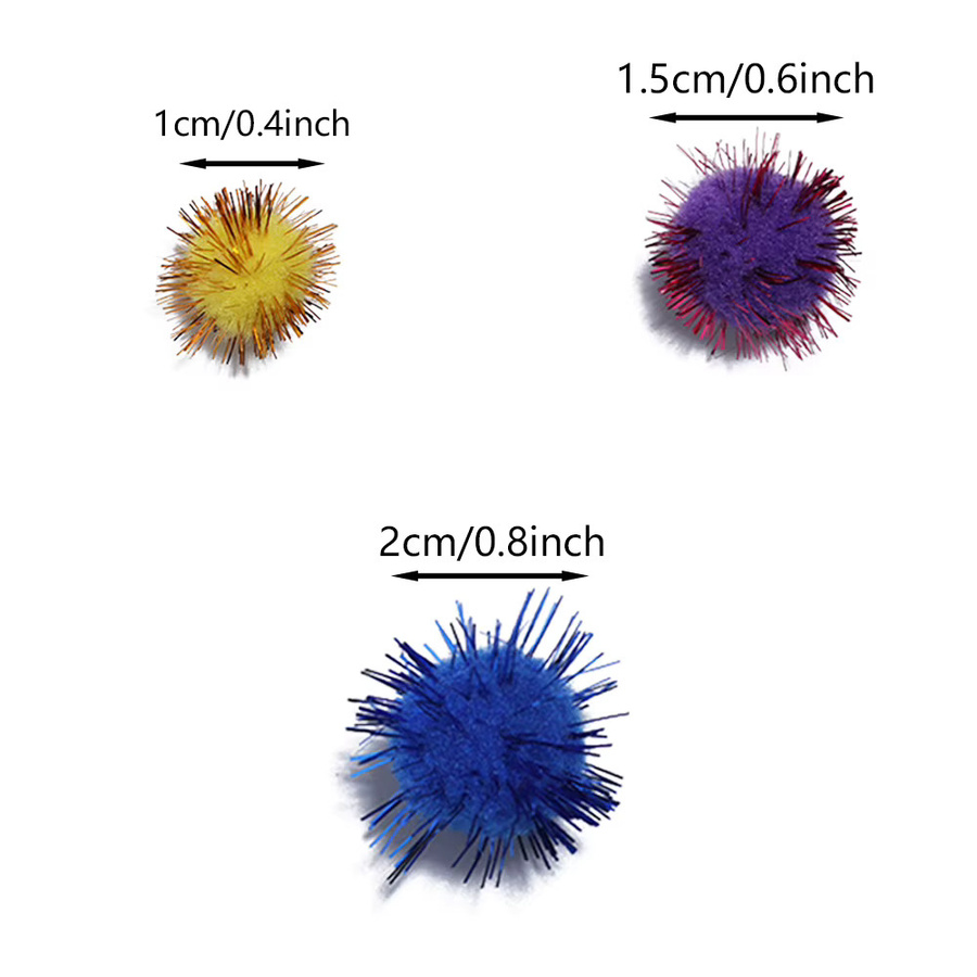 Bunte Glitzer Pompoms aus weichem Plüsch für DIY Bastelarbeiten und Weihnachtsdekoration, Multicolor, 10-35g - Bild 2