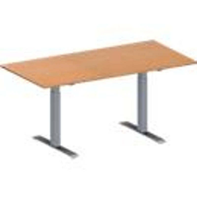 Schäfer Shop Genius Konferenztisch MODENA FLEX in Buche und Weißaluminium, Rechteck mit T-Fuß Rechteckrohr, höhenverstellbar, B: 160 cm, T: 80 cm, H: 65-85 cm - Bild 2