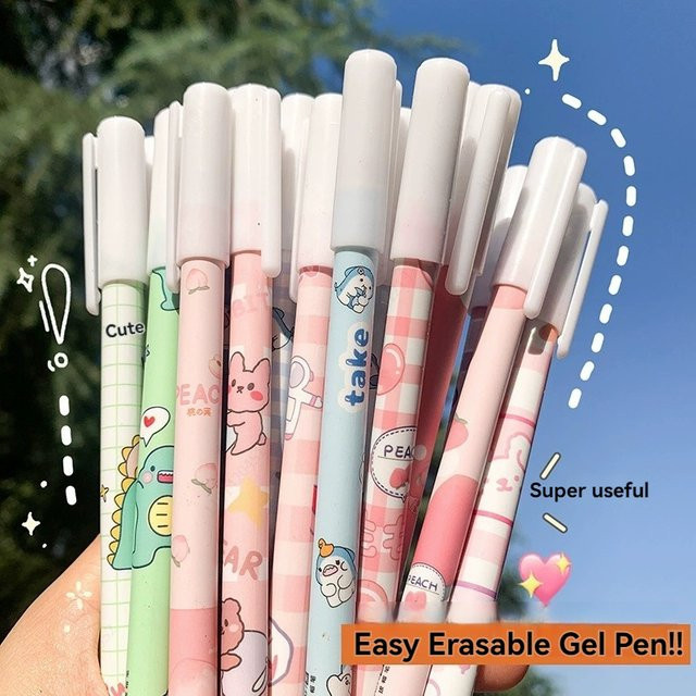 20er Set Kawaii Löschbare Gelstifte mit niedlichen Cartoon-Motiven, 0,5 mm Spitze, Farbe Blau, Waschbarer Griff für Schule und Freizeit - Bild 1