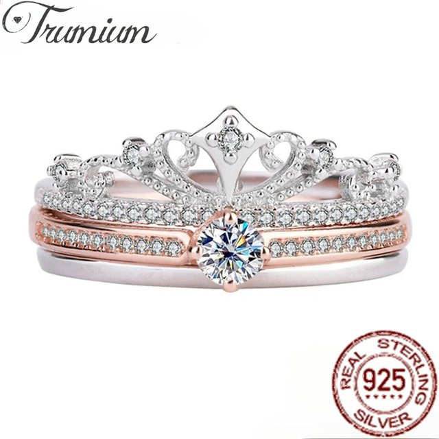 Trumium Kronenring 925 Silber, Moissanit-Diamant, Damen - Bild 1
