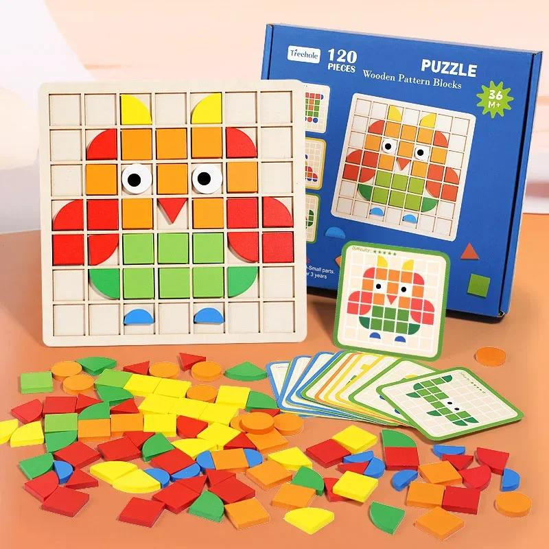 Yiran toy Geometrische Form Holz Mosaik Puzzle Brett Spielzeug 3-6 Jahre - Bild 2