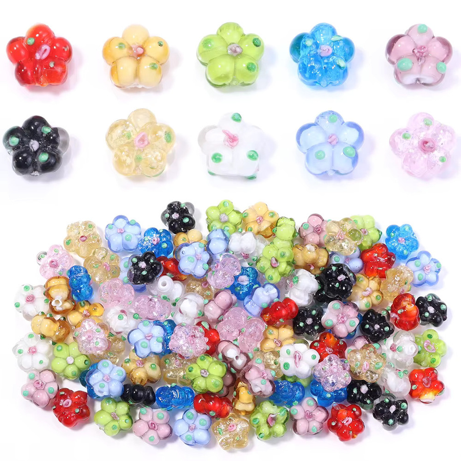Louleur Blumen-Lampwork-Perlen, Glas, 15 x 14 mm, bunt - Bild 2