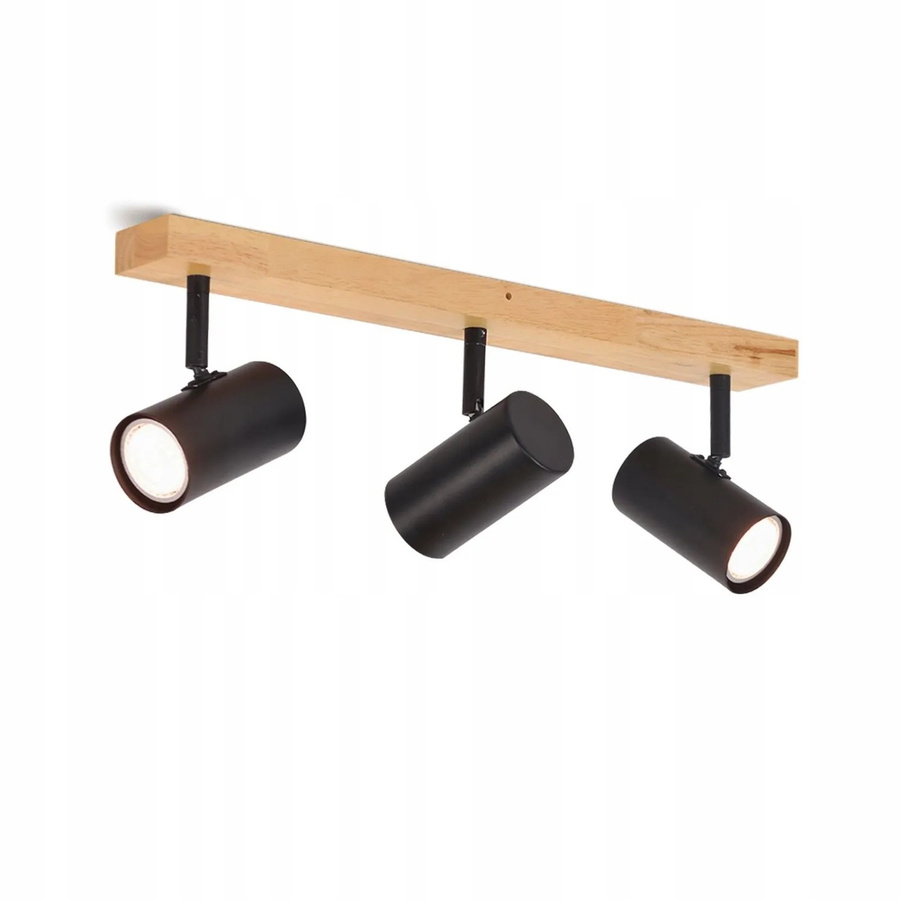 ZMH Deckenstrahler 3-flammig in Schwarz und Holz, verstellbarer Vintage Retro Deckenlampen mit GU10 Fassung - Bild 2