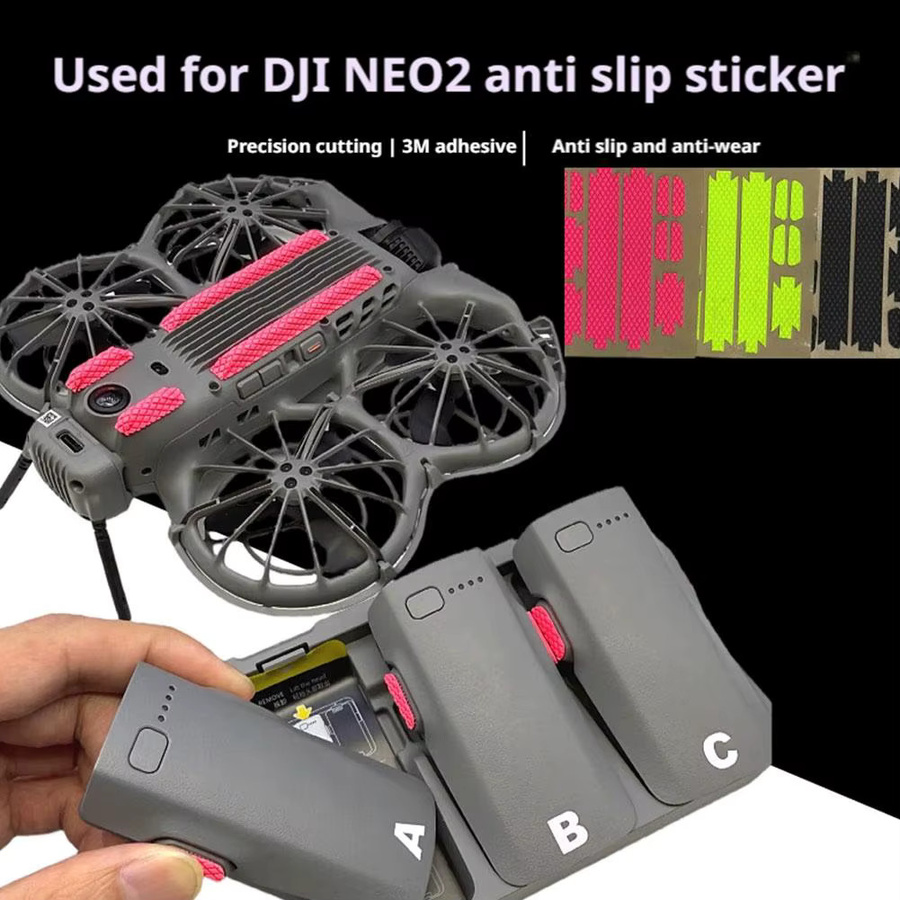 DJI NEO 2 Anti-Rutsch und Anti-Kratz Batterie Marker Aufkleber in Schwarz - Bild 5