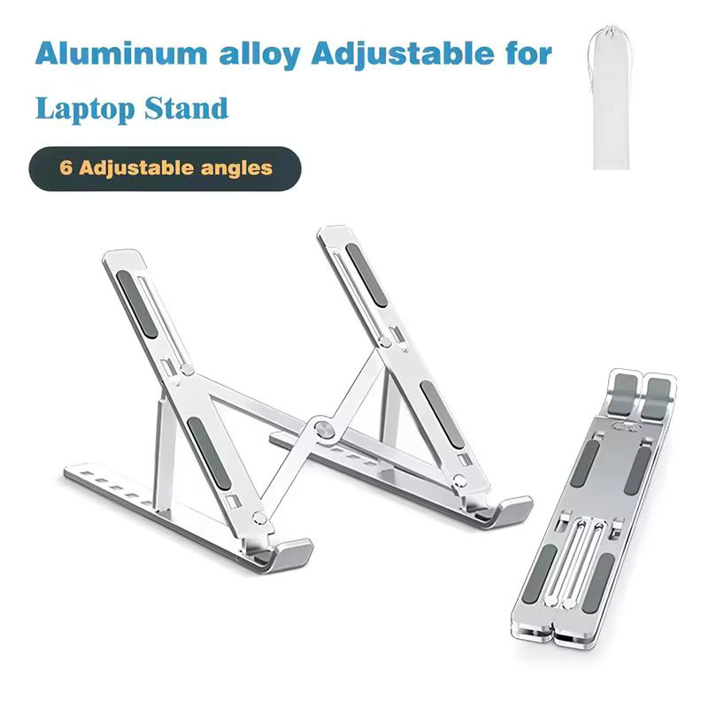 Verstellbarer faltbarer Laptop-Ständer aus Aluminiumlegierung in Silber - Bild 2