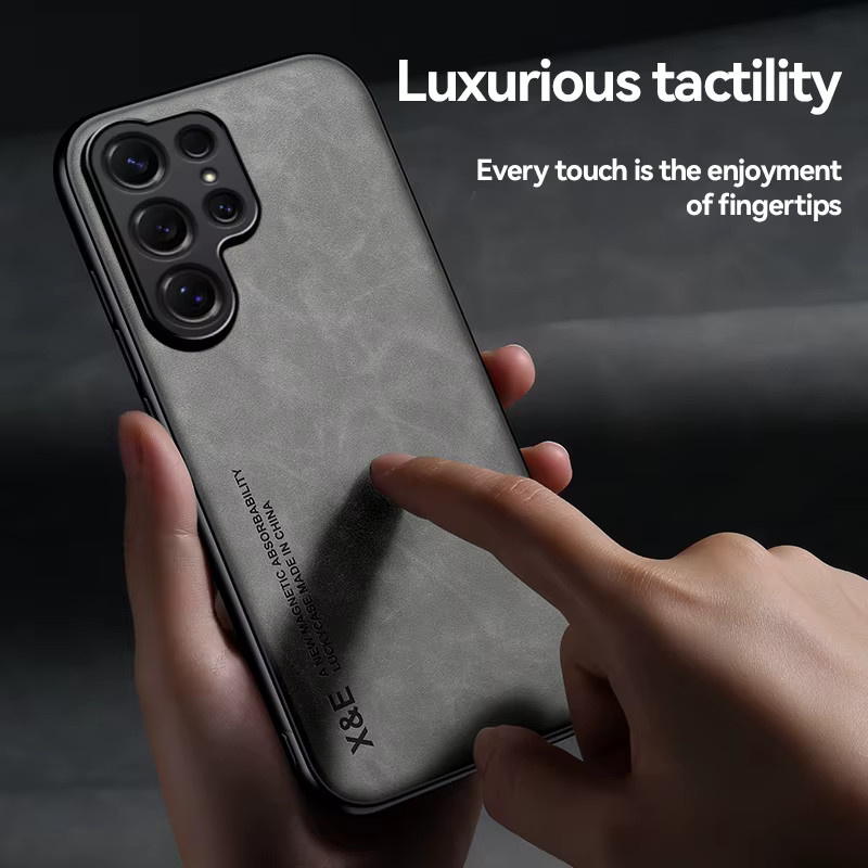 Luxuriöse Ultra-Dünne Handyhülle aus PU-Leder für Samsung Galaxy S26 Ultra S25 Ultra S24 S23 S22 Plus FE in Grün - Bild 3