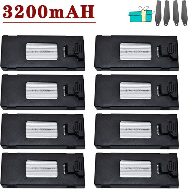 PYLRC LiPo Ersatzbatterie für Mini Drohnen E88 E99 E99S F185, 3,7 V 3200 mAh, Schwarz - Bild 1