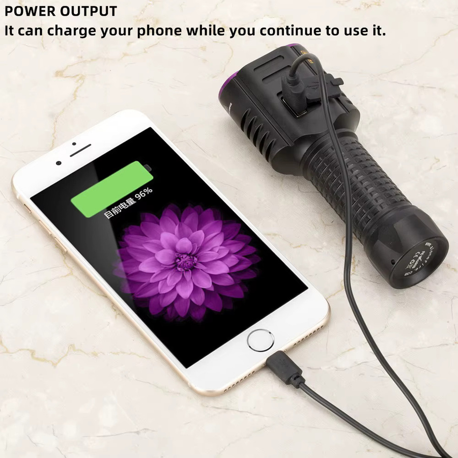Alonefire SV72 2-in-1 UV- und Weißlicht Taschenlampe 20W mit 365nm, USB wiederaufladbar, Schwarz - Bild 5