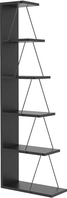 Bücherregal Delory in Schwarz aus Metall und Spanplatte, Breite: 50 cm - Bild 1
