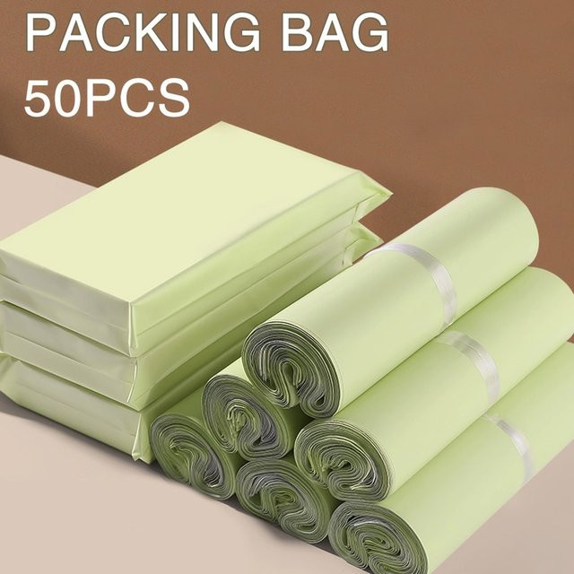 50 Stück wasserdichte Versandtaschen aus Kunststoff in Beige mit selbstklebendem Verschluss für Kleidung und Logistik - Bild 1