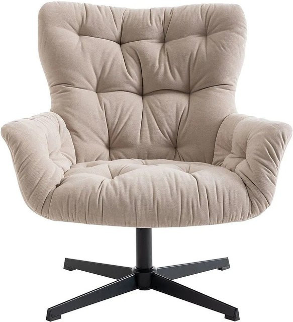 Vente-unique Sessel Ophelie in Beige mit gerader Rückenlehne und Stoffbezug, Höhe: 83 cm - Bild 1