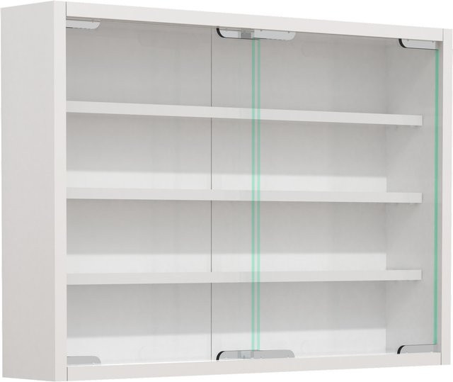 VCM Glasvitrine Agisa Wandhängend in Weiß mit 2 Schiebetüren und Glasregalen - Bild 1