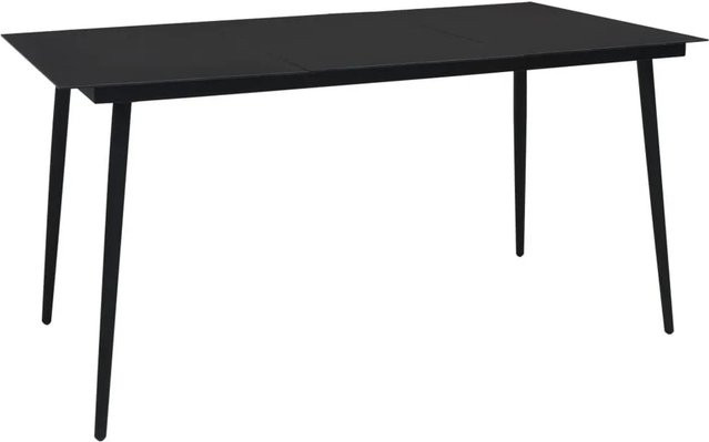 Furnicato Gartentisch Modern in Schwarz mit Glasplatte und pulverbeschichtetem Stahl, B/T/H: 190 x 90 x 74 cm - Bild 1