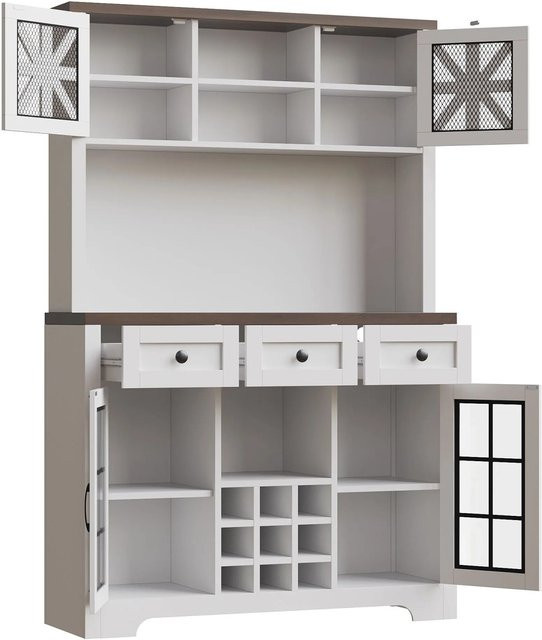 okwish Hochschrank mit Smart LED Beleuchtung und Glastüren in Weiß, H x B x T: 180 x 60 x 40 cm - Bild 1