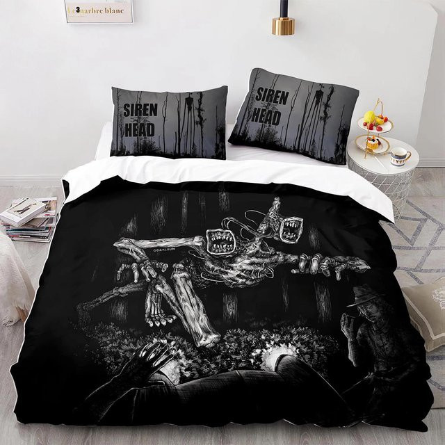 Sirenenkopf Bettwäscheset mit 3D-Druck für Erwachsene und Kinder, Queen Size, B/H: 228 x 228 cm, 3-teilig - Bild 1