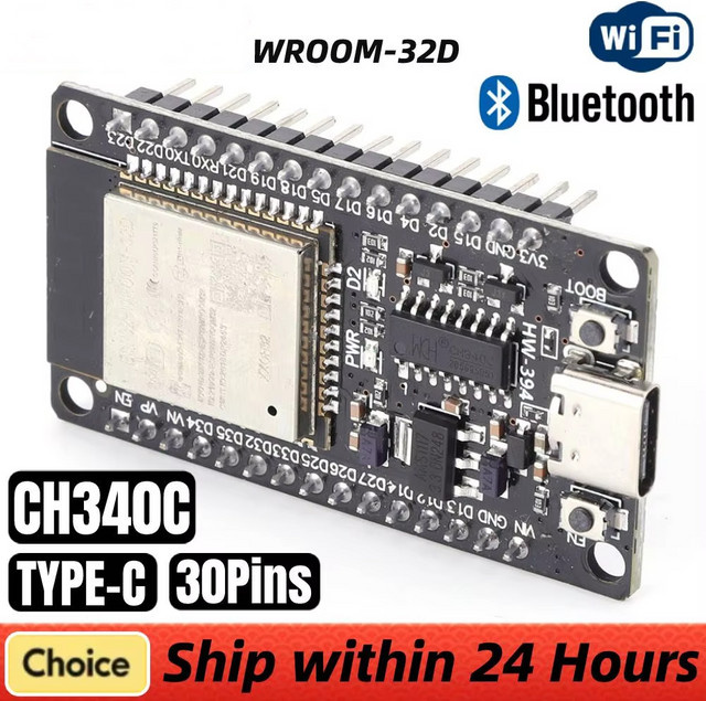WROOM-32D Entwicklungsboard mit Dual-Core WLAN und Bluetooth, TYPE-C 30Pin, Schwarz - Bild 1