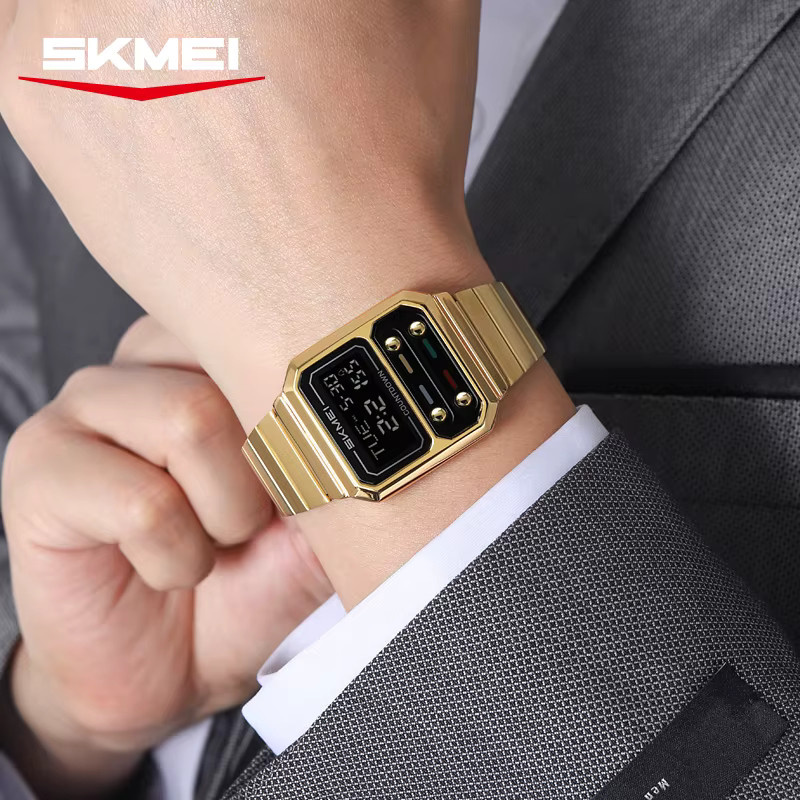 SKMEI Digitaluhr, Edelstahl, Schwarz, Damen, Chronograph, Alarm - Bild 3