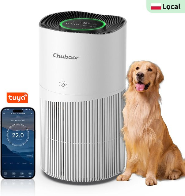 Chuboor Luftreiniger mit H13-HEPA-Filter und WiFi in Weiß für große Räume bis 120 m² mit 402 m³/h Luftleistung - Bild 1