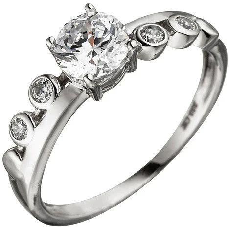Colfem Ring 333 Weißgold, 5 Zirkonia, Damen - Bild 1