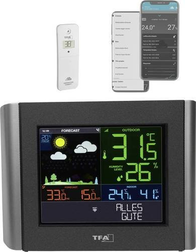TFA Dostmann VIEW METEO 35.8000.01 WLAN-Wetterstation mit 12-Stunden-Vorhersage in Schwarz - Bild 1