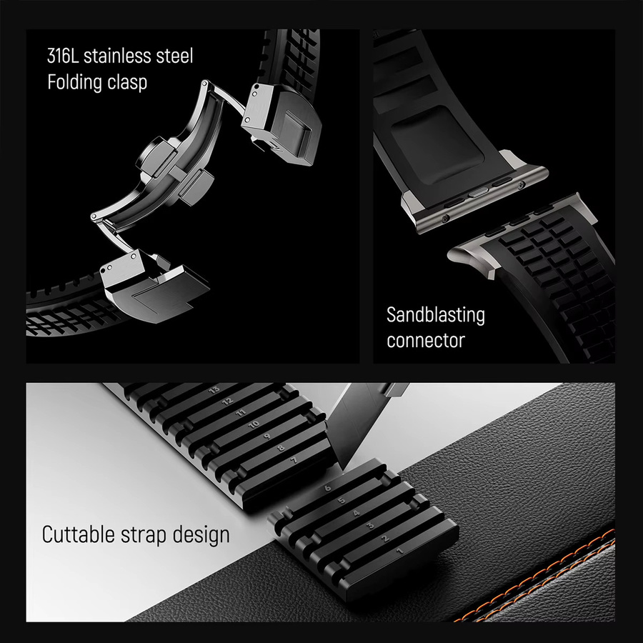 CAOWTAN Uhrenarmband Gummi, Schwarz, Unisex - Bild 5