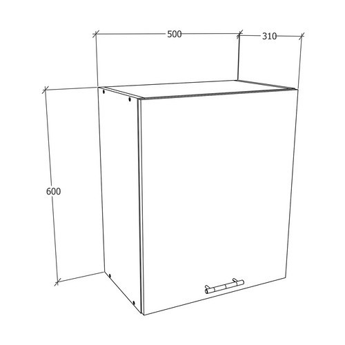 VCM Hängeschrank Esilo Küchenschrank mit zwei Fächern, Grau, B: 50 cm, H: 60 cm, T: 31 cm - Bild 3
