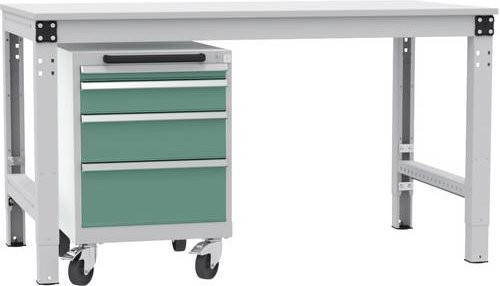 Manuflex BASETEC Schubfachschrank TP1143.0001 mobil, graugrün, 4 Schubfächer, Nutzhöhe: 50 cm - Bild 1