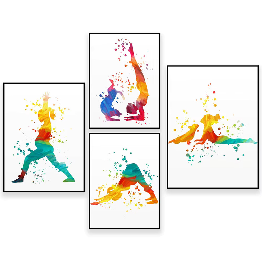 ReachMani Yoga Girl Silhouette Wandkunst Poster als Digitaler Download, Modernes Abstract Grafik Poster in Mehrfarbig, Rechteckiges Yoga Studio Dekor - Bild 3