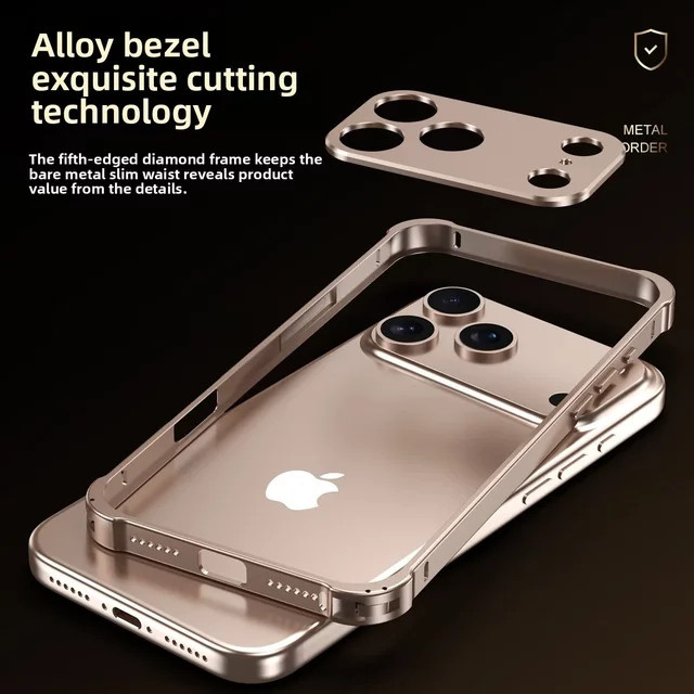 Aluminium-Hartschalen-Schutzhülle mit Linsenschutzabdeckung für iPhone 17 Air Pro Max in Schwarz - Bild 1