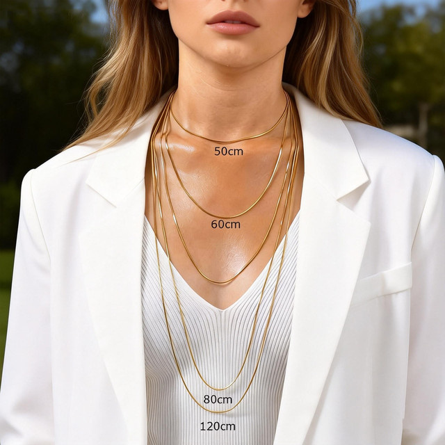 prjewel Halskette Edelstahl, Gold, quadratische Schlangenkette, Damen und Herren - Bild 1