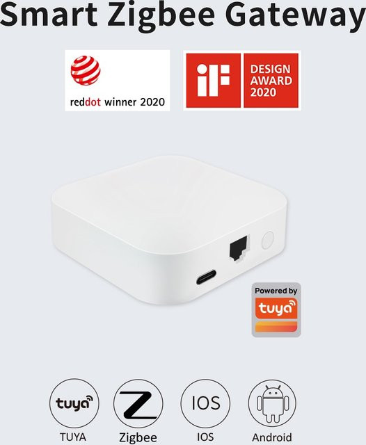 Lincukoo Tuya ZigBee Smart Hub Kabelgebundenes Gateway in Weiß zur Verbindung von bis zu 64 Geräten über die Smart Life App - Bild 1