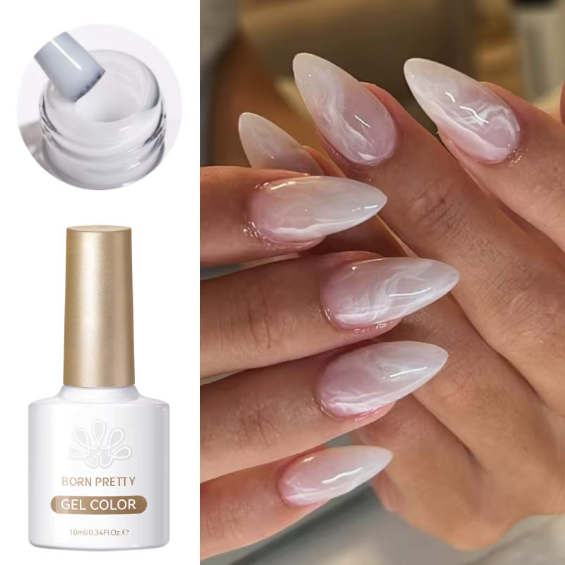 BORN PRETTY Milky Jelly White Gel Nagellack, 10 ml, Glänzend - Bild 2