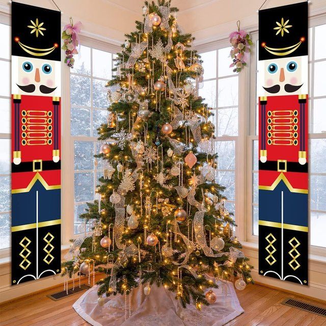 VIKAMA Nussknacker Weihnachtssoldat Weihnachtsdekoration als Banner für innen und außen, Multicolor, Höhe: 180 cm, Breite: 30 cm, Tiefe: 2 cm - Bild 1