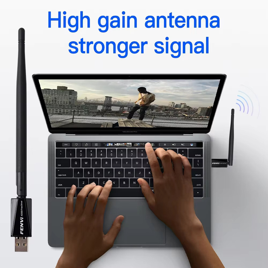 DERAPID USB WLAN-Adapter Dual-Band 2,4G 5,8G mit Hochleistungsantenne RTL8811CU Drahtlose Netzwerkkarte für PC und Laptop in Schwarz - Bild 4