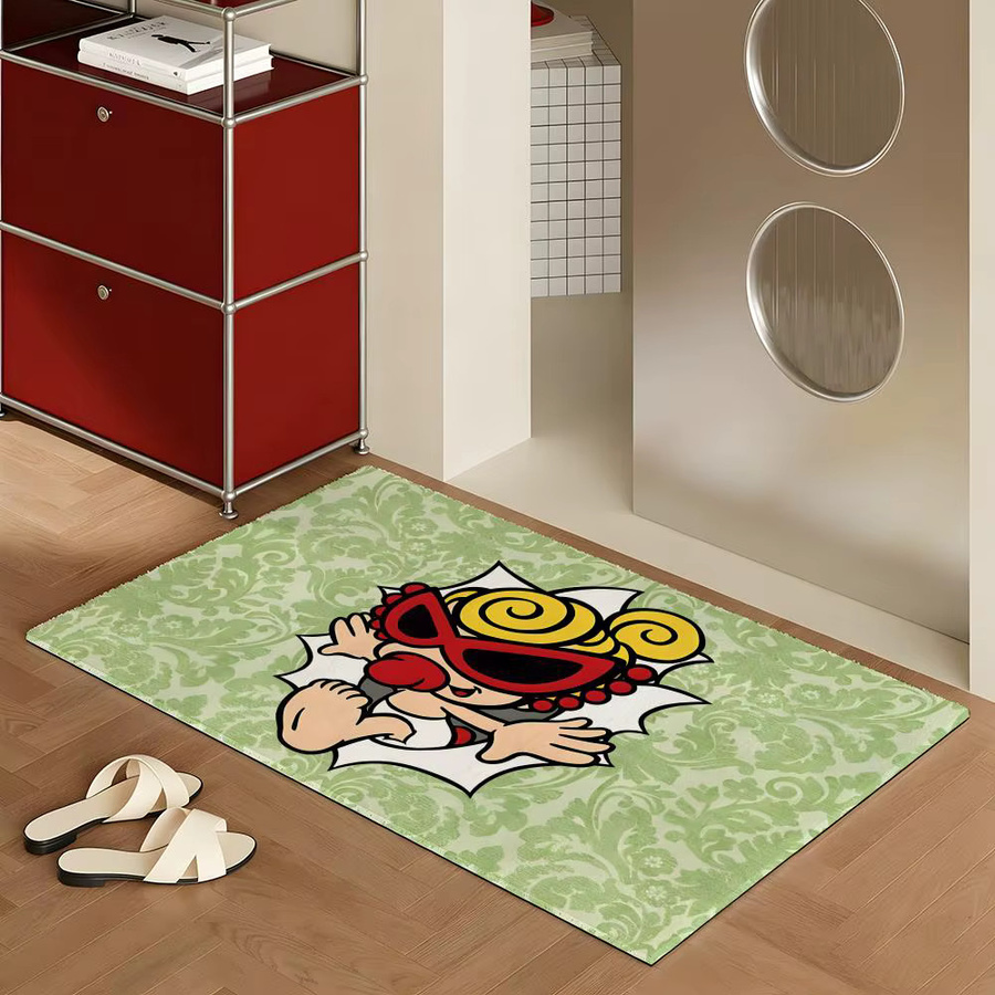 H-hysteric Mini-Bodenmatte aus weichem Flanell in Weiß und Grün, rutschfeste und saugfähige Teppichmatte für Badezimmer und Schlafzimmer, B/T: 60 x 40 cm - Bild 3