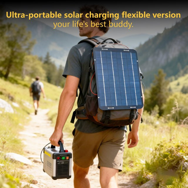 ELEGEEK 60W Tragbares Solarpanel Multikristallin mit 18V und DC-Ausgang für 12V Autobatterien, Boote und Wohnmobile in Blau - Bild 1