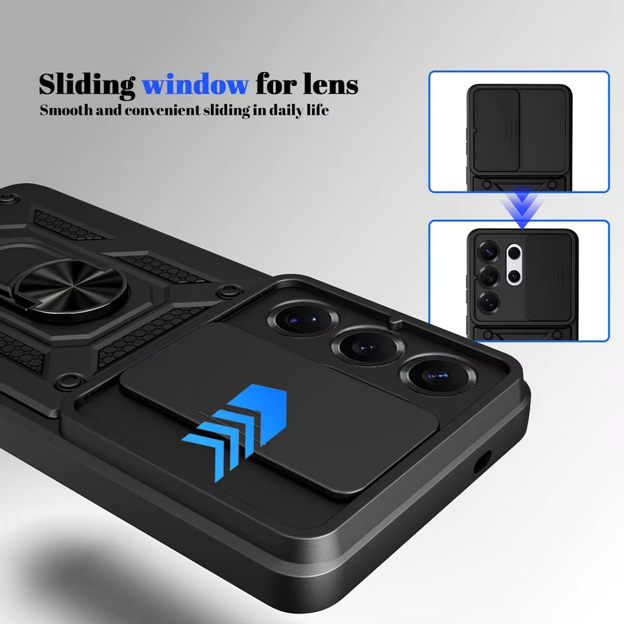 Samsung Galaxy S26 S25 S24 S23 Ultra Plus Schutzhülle mit magnetischem Ring-Ständer und Kameraschutz in Schwarz oder Silber - Bild 2