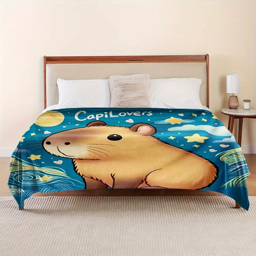 VIKAMA Capyfish Sternenhimmel-Decke im Van Gogh-Stil mit niedlichem Haustier-Druck, Blau, B/T: 90 x 60 cm - Bild 3