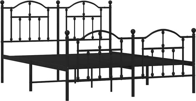 vidaXL Bettgestell aus Metall mit Kopf- und Fußteil in Schwarz, B/T: 140 x 190 cm - Bild 1