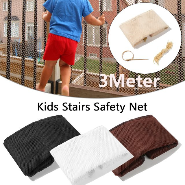 Sicherheitsnetz für Treppengeländer und Balkon zum Kinderschutz, Schwarz, 3 Meter - Bild 1
