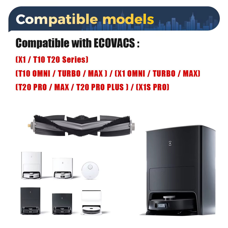 Ecovacs Ersatz-Hauptbürsten für Deebot T10 OMNI, T20 PRO PLUS, X1 Omni und X1S PRO in Schwarz - Bild 2