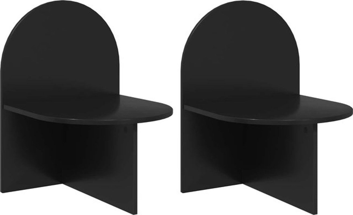 Set aus 2 Nachttischen von vidaXL in Schwarz, modernes und minimalistisches Design aus Holzwerkstoff, H x B x T: 65 x 48 x 49 cm - Bild 1