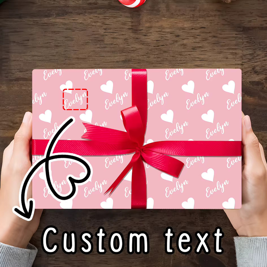 Personalisierbares Geschenkpapier mit Herz-Motiv von joy-enlife, bunt, 3 oder 6 Stück für Valentinstag, Hochzeit oder Party - Bild 4