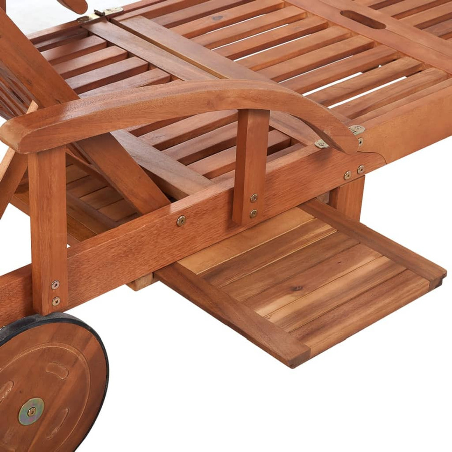 vidaXL Sonnenliege aus Akazienholz in Braun mit Lamellendesign und Seitentisch - Bild 2